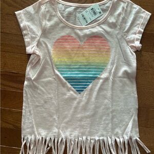 Epic Threads Pink Short Sleeve  Logo Tee with Fringe